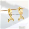 Dangle Lustre À La Mode Brillant Cubique Zircon Croissant De Lune Boucles D'oreilles Pour Enfants Filles Dames Fête Bijoux Plage Strass 3386 Dh3V8