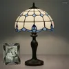 Lampy stołowe 12 "Morza Śródziemnego Tiffany Prosta szklana lampa do foyer sypialnia Pokój Apartament Odczyt Light H 49CM 1063