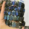 Beaded Strand Rainbow Labradorite Stone Beads Bracelet Natural Gemstone Diy Jewelry Bangle For Woman Man Gift Wholesale Drop Deliver Dhxn1