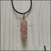 Искусство и ремесла Reiki Healing Jewelry Jewelry Natural Stane Cone The Pule Wrap Hexagonal Opal Amethysts Quartz Crystal Pendum Chakra Ожерелье Dhgcu