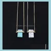 Hangende kettingen 4 kleuren blauw roze kwarts turquoise ketting Rec natuursteen vergulde trui lang voor vrouwen sieraden drop del otpo6