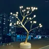 Table Lamps 20LED Usb Copper Wire Pearl Tree Light Adjustable Christmas Lamp Desk Room Year's Birthday Party Decorations