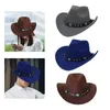 Beretten voelden westerse hoed brede rand met buckle Panama cowgirl -kostuum voor vrouwen mannen buitenkleden wandelen