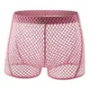 Mustrantas Sexy Mens Roupa Fishnet Veja através do Boxer Shorts respirável macho -calcinha pura calcinha de praia Sleep Bottoms Nightwear