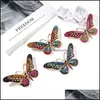 Broches Broches Mode Colorf Papillon Métal Cristal Strass Découpe Broche Animal Pins Banquet Bouquet De Mariage Cadeaux Drop Deliv Ot1Sa