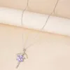 Pendant Necklaces 2023 Elegant Purple Crystal Ballerina Girl Rhinestone & Pendants Long Sweater Chain Statement Jewelry