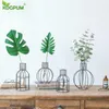 Vases Nordic Style 3D Glass Iron Art Geometric Hydroponics Vase Plant Planter Bonsai Flower Pot Wedding Home Decoration