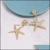 Dangle Chandelier Fashion 2021 Big Exaggerated Shiny Star Drop Earrings For Women Summer Sea Starfish Metal Statement Gift 140C3 D Dhhtz