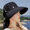 Chapeaux à large bord K163 chapeau seau femme Protection solaire été Panama 2023 casquette femme plage visière amovible