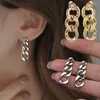 Boucles d'oreilles à maillons tendance pour femmes et hommes, en acier inoxydable, Punk cyclique, boucles d'oreilles pendantes, liens creux, boucles d'oreilles, bijoux