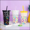 Tumblers 24Oz Color Changing Reusalbe Cup Coffee Party Cups With Lids And Sts Water Bottle Cold Drinking 710Ml Seaway Drop Delivery Otsyp
