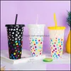 Tumblers 24oz F￤rgbyte Reusalbe Cup Coffee Party Cups med lock och STS Vattenflaska kallt dricka 710 ml Seaway Drop Delivery Otsyp