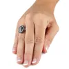 Pierścionki ślubne Hainon Fashion zaręczyn Big Black Owalny Cyrron Crystal for Women Ring Lover Srebrny kolor obietnicy prezenty biżuterii