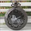 Pocket horloges Groothandel 10 PCS Zwart Kerst Paniek Skelet Hollow Out Steampunk Goede kwaliteit ketting FOB PP108