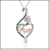 Pendant Necklaces Fashion Street Mum Love Heartshaped Necklace Loving Mothers Day Jewelry Gift Drop Delivery Pendants Ot0Bn