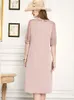 Casual Dresses Designer Silk For Women High Quality Natural Long Loose Vintage Dress Famous Fashion Elegant Pink