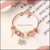 Bangle Originele Pandoras Fashion S925 Sier Rose Gold Charm kralen Hartvergrendeling Barmers Women Chain Letter Bracelets Sieraden Holiday GIF OTZ9F