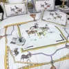 Bedding Sets White Satin Egyptian Cotton War Horse Digital Printing Set Duvet Cover Bed Linen Fitted Sheet Pillowcases