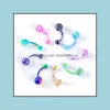 Navel Bell Button Rings Fashion 316 L Surgical Steel Candy Color Belly Bar Ring Sexy Body Piercing Jewelry Drop Delivery Dhewc