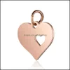 Charms Hollow doppio cuore in acciaio inossidabile piccolo ciondolo per bracciale collana placcatura in oro rosa argento accessori per gioielli fai da te Drop Del Dh7Fy