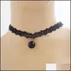 Chokers verkopen sieraden voor dames choker handgemaakte vintage stretch tattoo kanten kettingen gotische punk elastische kruis hanger drop deliv otidv