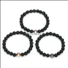 Cuentas de cuentas de béisbol de piedra de lava negra de 8 mm Braclets Pulsera difusora de aceite esencial para mujeres Hombres Joyería Pulseras de entrega de gotas Otnzk