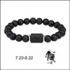 Perline di pietra nera perline 12 Constellation Coppia Bracciale Uomo Bracciali per donna Pseras Moda Mascina Hombre Uomo Uomo Gioielli Drop De Dhf3H