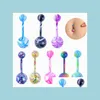 Navel Bell Button Rings Fashion 316 L Surgical Steel Candy Color Belly Bar Ring Sexy Body Piercing Jewelry Drop Delivery Dhewc