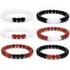 Strand kralen strengen paren afstand afstand armband natuurlijke agates steen wit zwart rood voor vrouwen mannen vriend liefde symbool sieraden