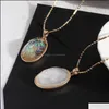 Pendant Necklaces Fashion Oval Abalone Shell Necklace Gold Plated For Women Jewelry Drop Delivery Pendants Otqxg
