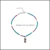 Anklets Bohemian Vintage insnic Blue Synapple Charm Charm Double Chair anklet for Woman Man Beach Vacation Sed on the Leg Foo DH5AC