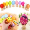 Christmas Decorations JEYL 12Pcs Plastic Hanging Easter Egg 40X60Mm Decoration For Home Kids Children Diy Painting With Rope