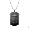 Pendant Necklaces Arabia Scripture For Women Men Stainless Steel Dog Tag Beads Chains Fashion Jewelry Gift Drop Delivery Pendants Otgc5