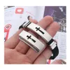 Pulseras de encanto Pulsera de signo cruzado de acero inoxidable para mujeres para hombre Negro Sile Wrap Brazalete Titanio Moda Deporte Joyería Regalo Drop de Otwhp