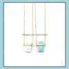 Pendentif Colliers 4 Couleurs Bleu Rose Quartz Turquoise Collier Rec Pierre Naturelle Plaqué Or Chandail Long Pour Les Femmes Bijoux Drop Del Otpo6