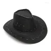 Beretten 1 -stuk heren mode cowboy hoed suede look wilde west fancy jurk zwarte est dames unisex hoeden zomer zon