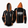 Herrtröjor tröjor haikyuu karasuno nekoma fukurodani aoba Johsai shiratorizawa hoodie blixtlås jacka cosplay kostym haikiyu män wo