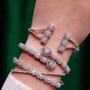 Bangle Godki Trendy Luksusowy ustawiony w stosy dla kobiet ślub pełny sześcien cyrkon kryształ cZ Dubai biała bransoletka biżuteria 2023