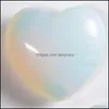 Konst och hantverk Natural Opal Love 25mm Seven Color Turquoise Rose Quartz Stone Naked Heart Ornaments Handhandtag Diy Necklace DH8B6