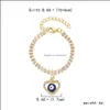 Pulseiras de charme Blue Evil Eye For Women Hand Heart Starfish Crystal Tennis Chain Bange Feminino J￳ias J￳ias Droga Deliver Ot1cm