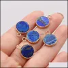 Sanat ve El Sanatları Doğal Taş 23x48mm Yuvarlak Gül Kuvars Lapis Lazi Turkuaz Kaplanlar Göz Opal Kolye Takılar Diy Reiki Şifa Earrin Dhfyo