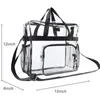 School Bags 1PC Transparent PVC Shoulder Bag Large Capacity Clear With Front Pocket Stadium Approved Unisex Sports Travel Shopping Handbag
