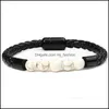 Bedelarmbanden mode vulkanische rock kralen sieraden voor mannen vrouwen natuursteen tijger oog gevlochten lederen armband bangle touw druppel dhe4h