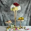 Decorazione per feste 10 pezzi 29 pollici di altezza oro argento metallo tromba vaso centrotavola vasi per fiori da sposa
