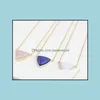 Pendentif Colliers Mode Bleu Rose Quartz Collier Triangle Pierre Naturelle Plaqué Or Pour Femmes Bijoux Drop Livraison Pendentifs Otnyj