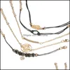 Braccialetti con ciondoli Donna Boemia Bracciale Gioielli Catena regolabile Bussola Totem Nero Esagono Amore Ciondolo con diamanti Dhs K79Fa Drop Deliv Dhp0E