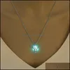 Médaillons Mode Lumineux Bl Tête Pendentif Colliers Pour Les Femmes Glow In The Dark Stone Cage Ouvert Sier Chaînes Bijoux Bk Drop Delivery Pe Ot2Wo