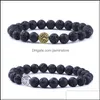 Perlen Mode 8Mm Schwarzer Lavastein Baum Des Lebens Perlen Armbänder DIY Aromatherapie Ätherisches Öl Diffusor Armband Für Frauen Männer Frie Otuhc