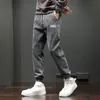 Herr jeans vår tvättade mode streetwear hip hop last byxor elastiska midja Harlan jogger byxa menmen's