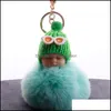 Key Rings Pompom Creative Glasses Slee Baby Doll Keychains konijn Ball Ball Keychain voor vrouwelijke meisjes Drop Delivery Sieraden DHVK9